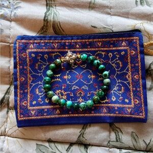 Barbara Bixby Sterling Silver Chrysocolla, Pyrite & Blue Topaz Stretch Bracelet